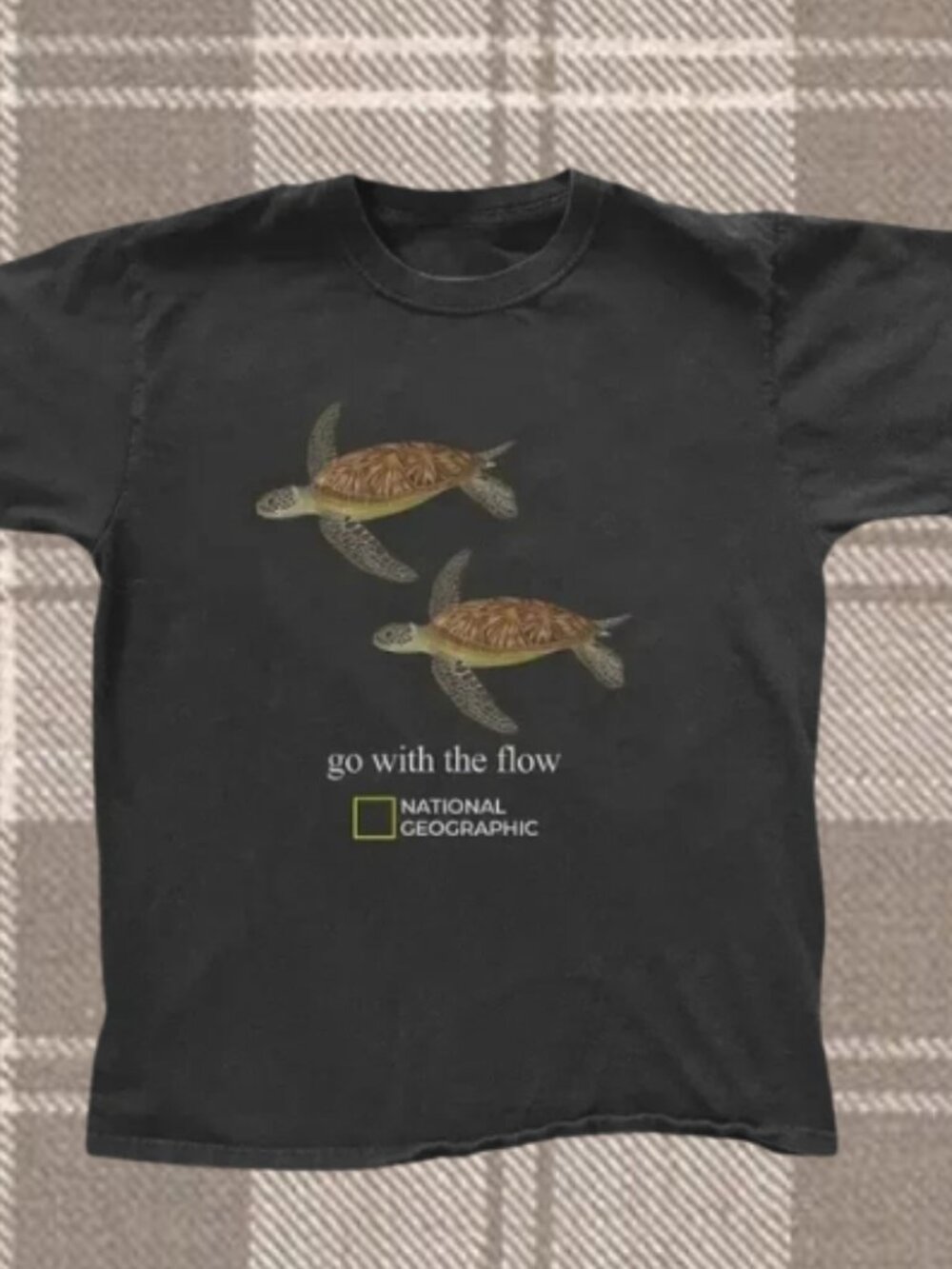 National Geographic Seat Turtle 'go with the flow' Reprint T shirt